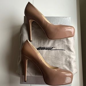 Brian Atwood Maniac Tan Patent Leather